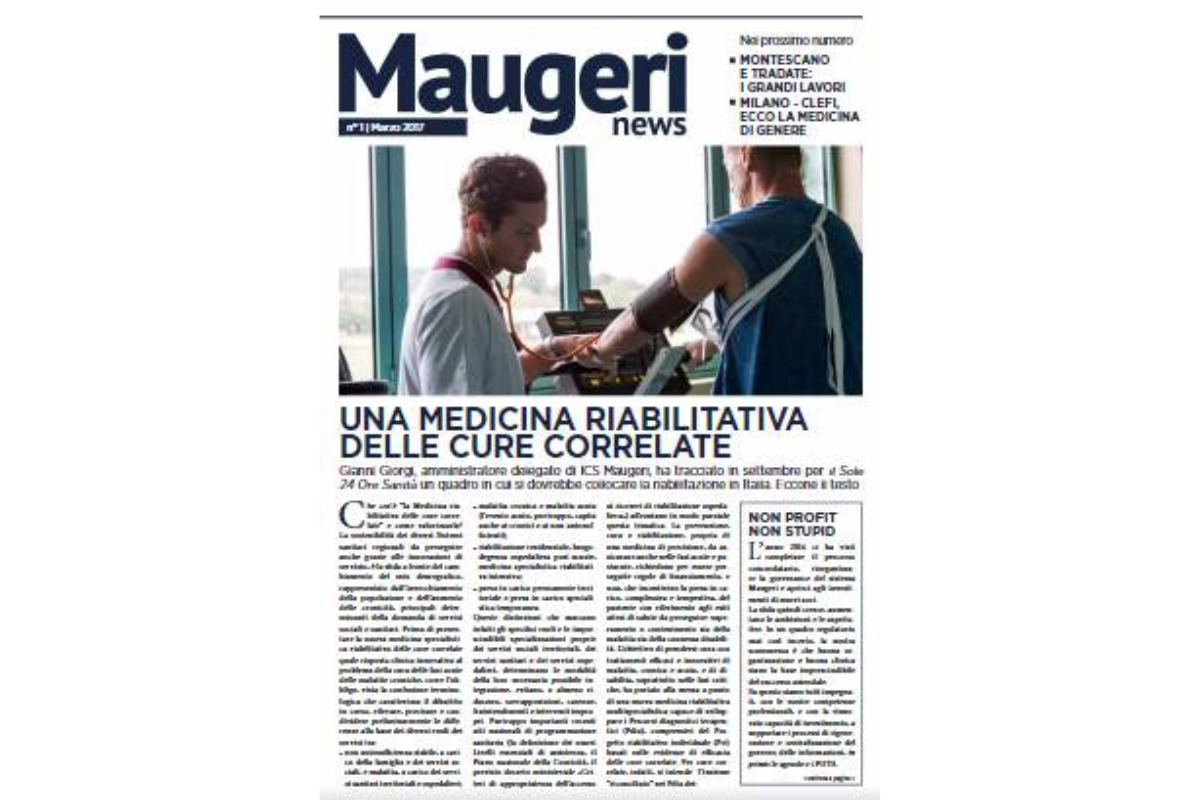 Pagina di giornale Maugeri news: "La medicina riabilitativa delle cure correlate"